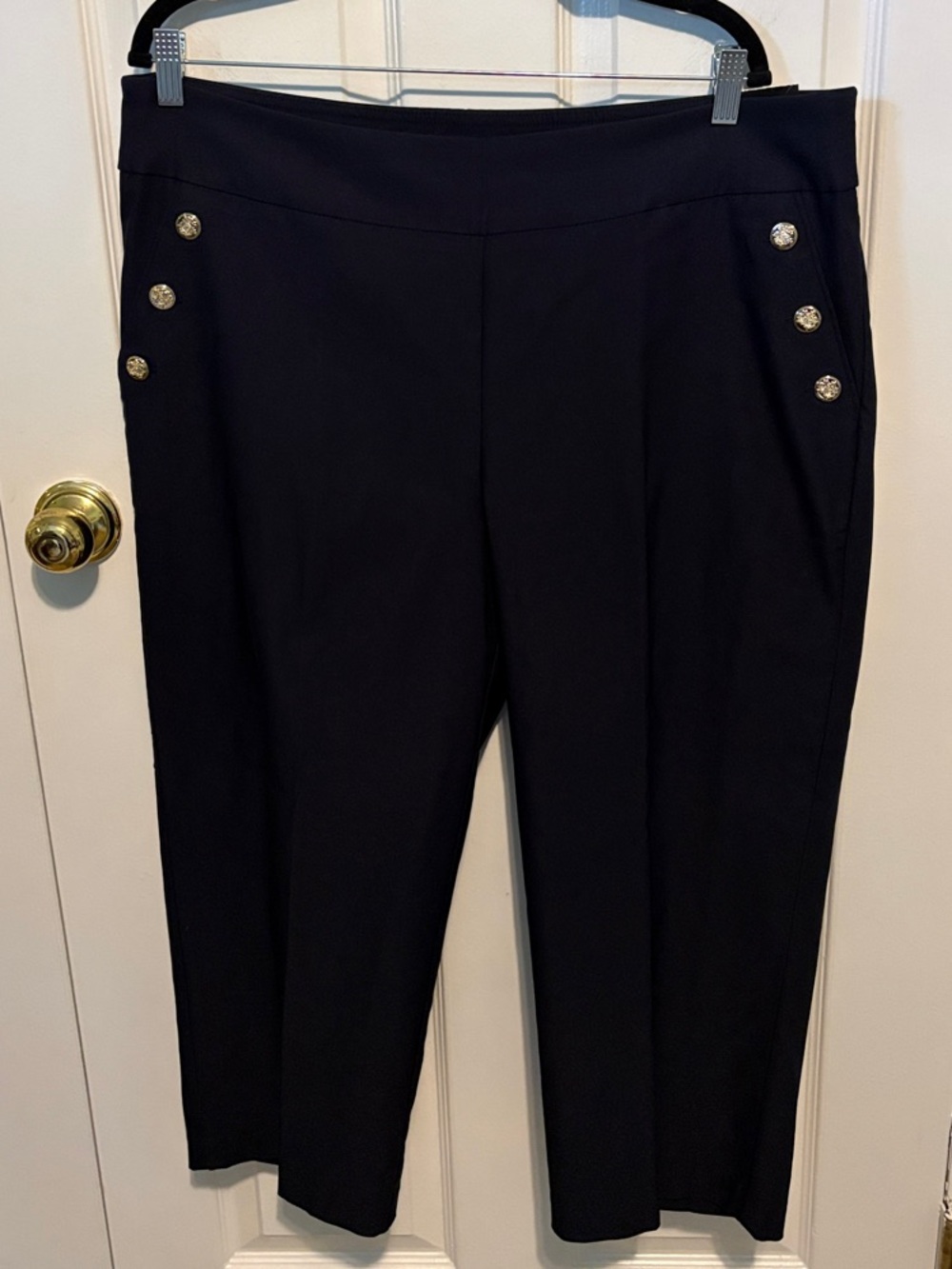 Counterparts Navy Cropped Pants with Gold-Tone Buttons